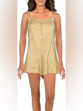 High-Rise Light Khaki Linen-Blend Skort
